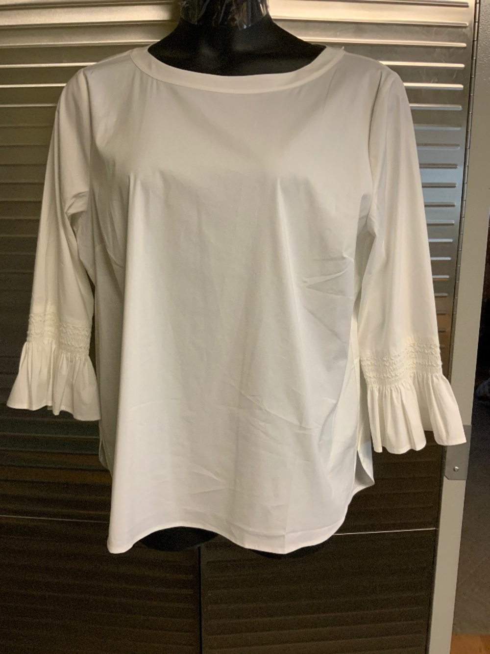NWT J.Jill Women’s Off White Ruffle Bell Sleeve Blouse Top Size XL Retail $79